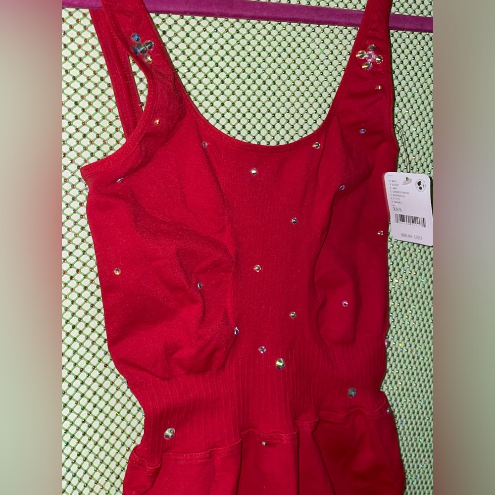 FP red romper with Rhinestones - Picture 6 of 8